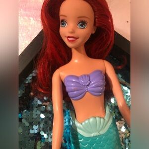 Disney Ariel Mermaid Doll with Red Hair and Purple Top